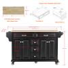 HomeLoft Basics 60.5"" Kitchen Island on Wheels, Rolling Island Table for Kitchen with Double Storage Cabinet and 5 Drawers, Portable Kitchen Cart with Rubber Wood Top, Black, Large view 2