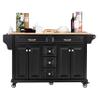 HomeLoft Basics 60.5"" Kitchen Island on Wheels, Rolling Island Table for Kitchen with Double Storage Cabinet and 5 Drawers, Portable Kitchen Cart with Rubber Wood Top, Black, Large view 3