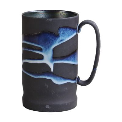 AWASAKA PM88-A02K Large Mug Tableware, Blue Flow, Made in Japan, Diameter 3.3 x 5.5 inches (85 x 140 mm), 23.6 fl oz (600 cc)