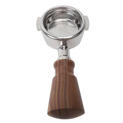 58mm Bottomless Portafilter, Professional Stainless Steel Portafilter Fine Mesh Removable Filter Hollow Bottomless Portafilter with Handle for Expobar E61 (Black Rosewood)