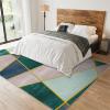 Nordic Light Luxury Area Rugs, Emerald Green Pink Blue Gold Geometric Carpets, Anti-Slip Hardwearing Fade Resistant Foldable Floor Mat for Living Room Bedroom Entryway Hallway Office 4x5ft view 3