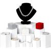 Jetec Hexagonal Jewelry Display Risers Hexagonal Market Display Risers Stands Acrylic Showcase Acrylic Stand for Jewelry Model Figures Decoration, 6 Sizes(White,24 Pieces) view 4