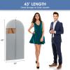 Perber 43" Garment Bags for Hanging Clothes, Suit Bags for Closet Storage and Travel, Grey Suit Cover Bags with Clear Window for Coats, Jackets, Shirts (2 Packs) view 2