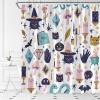 YSATNSFT Spooky Halloween Shower Curtain Black Alchemy Witch Cat Mushroom Witchcraft Mysterious Magic World Fabric Bathroom Decor Set with Hooks,(67" Wx70 H) view 2