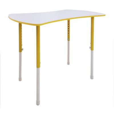 FixtureDisplays Adjustable Height Preschool Activity Table Collaborative Desk Bow Tie Shape Preschool Table 18538-YELLOW-NEW-NPF