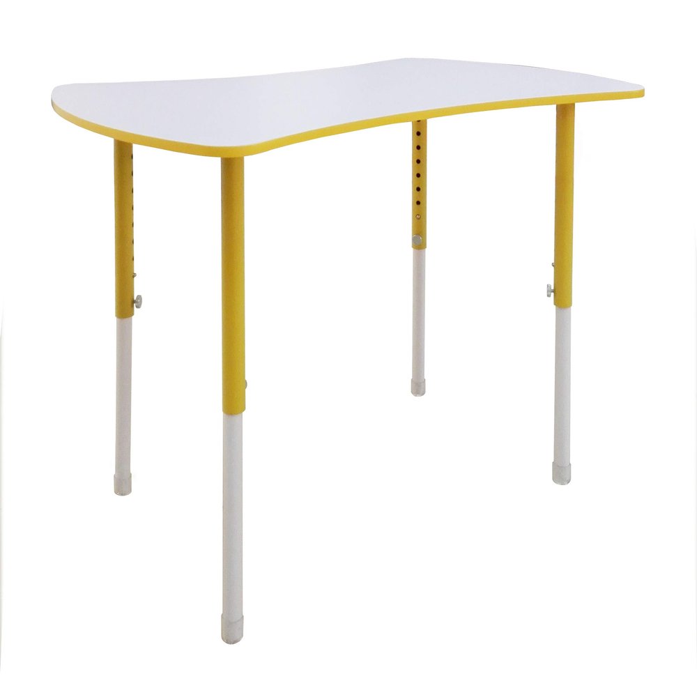 FixtureDisplays Adjustable Height Preschool Activity Table Collaborative Desk Bow Tie Shape Preschool Table 18538-YELLOW-NEW-NPF