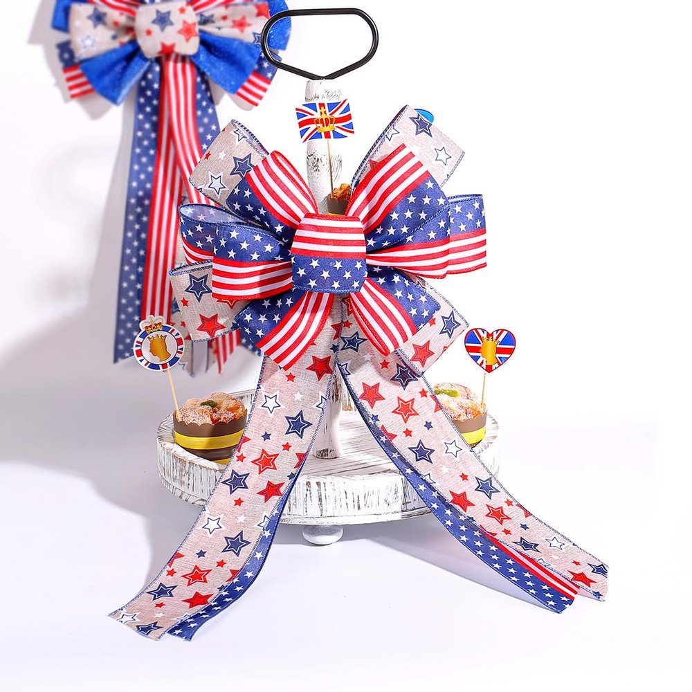 Fall Wreath Independence Day Hanging Bow Ornament Wreath for Independence Day Party Decorations (The Star-Spangled Banner)