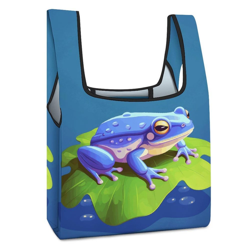 BTCHING Tote Bag Reusable Grocery Bag Foldable Shoulder Bag Washable A Cartoon Frog Shopping Bag Canvas Tote Bag for Work Travel