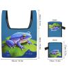BTCHING Tote Bag Reusable Grocery Bag Foldable Shoulder Bag Washable A Cartoon Frog Shopping Bag Canvas Tote Bag for Work Travel view 2