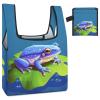 BTCHING Tote Bag Reusable Grocery Bag Foldable Shoulder Bag Washable A Cartoon Frog Shopping Bag Canvas Tote Bag for Work Travel view 4