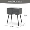 Mid Century Modern Nightstand with Drawers,Accent Side Table with Solid Wood Legs,Wood Night Stand for Living Room, Office,Bedroom (Dark Grey 1) view 2