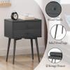 Mid Century Modern Nightstand with Drawers,Accent Side Table with Solid Wood Legs,Wood Night Stand for Living Room, Office,Bedroom (Dark Grey 1) view 3