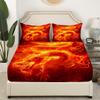 Abstract Dragon Fitted Sheets Set Twin Size 2 Pcs 3D Cool Wild Animal Decor Bedding Set for Kids Teens Adults Eastern Style Orange Red Dragon Print Bed Cover with 1 Pillowcase view 3
