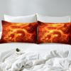 Abstract Dragon Fitted Sheets Set Twin Size 2 Pcs 3D Cool Wild Animal Decor Bedding Set for Kids Teens Adults Eastern Style Orange Red Dragon Print Bed Cover with 1 Pillowcase view 4