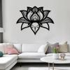 Idadey Mandala Metal Wall Art, Lotus Wall Art, Mandala Wall Decor, Lotus Flower Meditation Room Decor, Yoga Room Wall Decor, Housewarming Gift (White, 24"x18" | 60x46cm) view 2