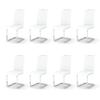 KATBOC Modern Dining Chairs Set of 8 PU Faux Leather High Back Upholstered Chairs with Silver Metal Legs for Kitchen Dining Room, White view 1