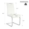 KATBOC Modern Dining Chairs Set of 8 PU Faux Leather High Back Upholstered Chairs with Silver Metal Legs for Kitchen Dining Room, White view 3