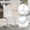 KATBOC Modern Dining Chairs Set of 8 PU Faux Leather High Back Upholstered Chairs with Silver Metal Legs for Kitchen Dining Room, White view 4