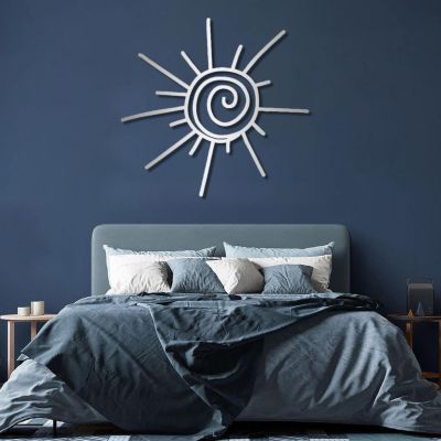 Metal Sun Wall Decor Outdoor, Large Metal Sun Wall Decor Outdoor, Metal Sun Wall Decor, Metal Sun Outdoor Decor, Sun Wall Art, Living Room, Bedroom or Outdoor Wall Hangings (18"x 17"| 48x45cm, Sliver)