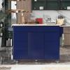 YOPTO Multipurpose Kitchen Island Cart with 8 Handle-Free Drawers Including a Flatware Organizer&Inner Storage Cabinet,Mobile Dining Cart W/Wood Countertop&5 Wheels for Kitchen Dinning Room,Dark Blue view 3
