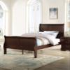 HomeLoft Basics Louis Phillipe Brown Cherry Finish Twin Size Youth Panel Sleigh Bed Solid Wood Wooden Bedroom Furniture view 1
