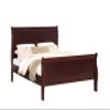 HomeLoft Basics Louis Phillipe Brown Cherry Finish Twin Size Youth Panel Sleigh Bed Solid Wood Wooden Bedroom Furniture view 2
