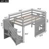 Twin Size Loft Bed with Storage Staircase and Window, Gray view 2