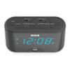 RCA RC571 Digital Alarm Clock Radio with Large Numbers and USB Charging, LED Display, Brightness Display, FM Radio with Presets, Dual Wake, Sleep Timer and Snooze Functions, Black view 1
