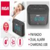 RCA RC571 Digital Alarm Clock Radio with Large Numbers and USB Charging, LED Display, Brightness Display, FM Radio with Presets, Dual Wake, Sleep Timer and Snooze Functions, Black view 4