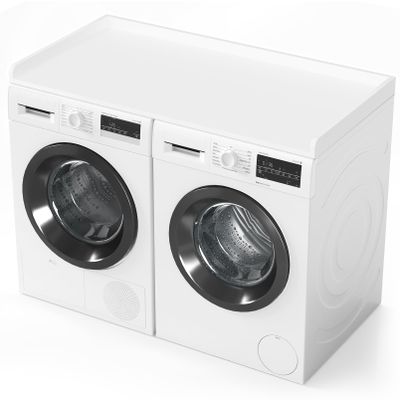 SpaceAid Washer Dryer Countertop, Laundry Wood Shelf Topper with Edge, 54" Width x 27.5" Depth Cover Guard Organizer for Washer and Dryer Laundry Hamper Counter Storage Organization (White)