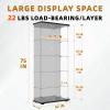 Darget Glass Display Cabinet 5-Shelf with Door, Lock and Mirror,4mm Tempered Glass Floor-to-Ceiling Glass Bookcase for Bedroom, Living Room, Black view 2