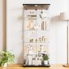 Darget Glass Display Cabinet 5-Shelf with Door, Lock and Mirror,4mm Tempered Glass Floor-to-Ceiling Glass Bookcase for Bedroom, Living Room, Black view 3