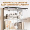 Darget Glass Display Cabinet 5-Shelf with Door, Lock and Mirror,4mm Tempered Glass Floor-to-Ceiling Glass Bookcase for Bedroom, Living Room, Black view 4