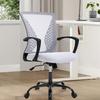 Office Chair Mesh Chair with Ergonomic Lumbar Support and Armrest Adjustable Computer Chair Study Desk Chair Swivel Rolling Task Chair Modern Executive Chair White view 2