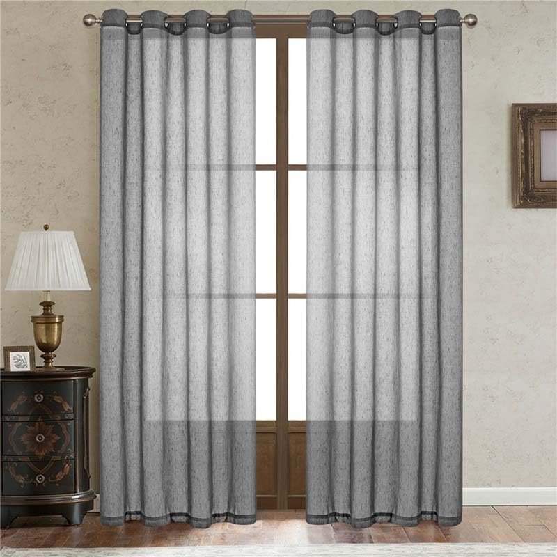 Amunpitic Sheer Curtain 2 Panels, Bedroom Curtains, Faux Linen Drapes, Semi Sheer Window Curtains, for Yard, Patio, Villa, Parlor