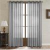 Amunpitic Sheer Curtain 2 Panels, Bedroom Curtains, Faux Linen Drapes, Semi Sheer Window Curtains, for Yard, Patio, Villa, Parlor view 1