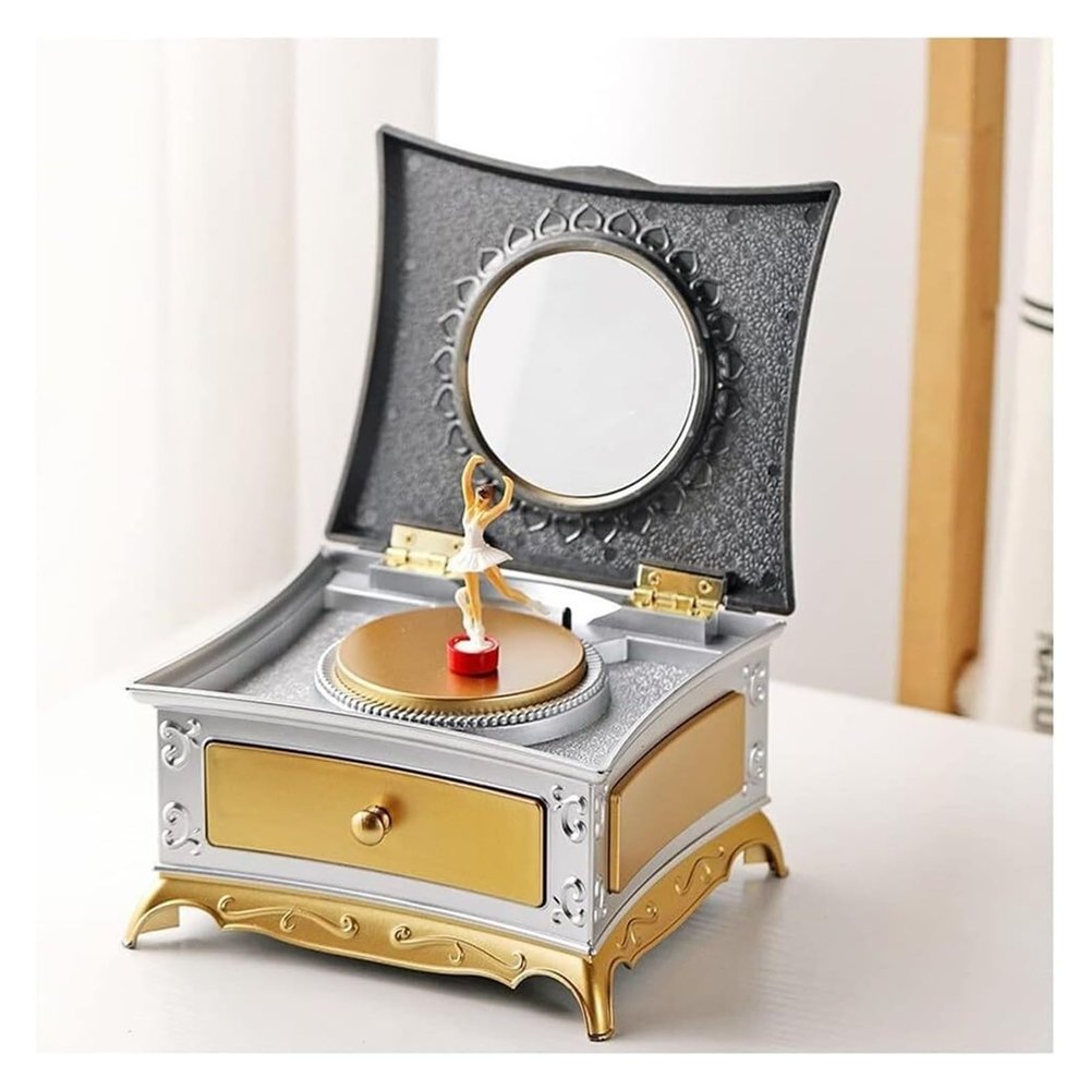 ATMRC Music Box Spinning Dancing Ballerina Musical Jewelry Box Storage Case with Drawer, Music Boxes for Girls Kids Women Birthday Gift Valentine's Day