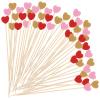 Amabro 100PCS Heart Fancy Bamboo Cocktail Picks, 4.7 inch Food Toothpick for Appetizers Charcuterie Cute Heart Shaped Skewer Sticks Decorative Cupcakes Fruit Plate Weddings Birthday Party() view 1