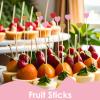 Amabro 100PCS Heart Fancy Bamboo Cocktail Picks, 4.7 inch Food Toothpick for Appetizers Charcuterie Cute Heart Shaped Skewer Sticks Decorative Cupcakes Fruit Plate Weddings Birthday Party() view 3