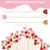 Amabro 100PCS Heart Fancy Bamboo Cocktail Picks, 4.7 inch Food Toothpick for Appetizers Charcuterie Cute Heart Shaped Skewer Sticks Decorative Cupcakes Fruit Plate Weddings Birthday Party() view 4