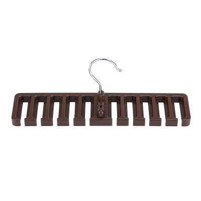 10 Slots Belt and Scarf Organizer Sturdy Plastic Closet Space Saving Belt Rack (Brown)