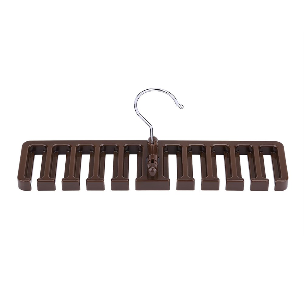 10 Slots Belt and Scarf Organizer Sturdy Plastic Closet Space Saving Belt Rack (Brown)