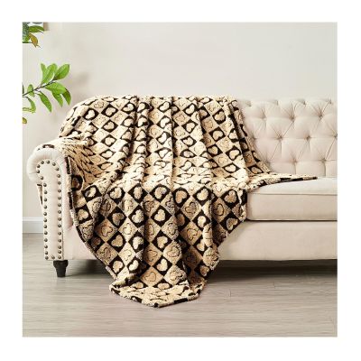 FY FIBER HOUSE Throw Blankets with Heart Checkered,Soft Warm Blankets for Lover Mom Father Friends Gifts,Washable Lightweight Fuzzy Blanket for Couch Sofa Bed All Season(Black Brown,90"x108")