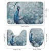 HDESDIS 4Pcs Cute Peacock Floral Shower Curtain Set with Rugs, Toilet Lid Cover and Bath Mat, Farmhouse Feather Fine Garden Bathroom Curtains Decor Shower Curtains, 72" x 72" view 3