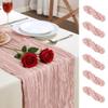 6 Pack Dusty Pink Valentine's Day Cheesecloth Table Runner 10FT Long Boho Gauze Table Runner Rustic Sheer Runner for Wedding Bridal Baby Shower Birthday Holiday Party Table Decor Easter Decorations view 1