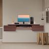 Floating Desk with Pull Out Drawer, Wall Mounted Desk Laptop Computer Writing Study Table, Multifunctional Computer Workstation, Wall Organizer for Bedroom Study Room Small Space, 60"W (Brown) view 1