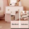 LYXWGRZD Nightstand, Bedside Desk with 2 Drawers, Bedside Cabinet, Super Fiber Leather, Can be rotated 360, All-in-one Floor Cabinet, for Home, Hallway or Hotel(Dark Blue+White,45cm/17.7in) view 3