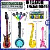 10 Pieces Inflatable Instruments Party Props Set Photo Booth Props Inflatable Guitar Saxophone Bass Lute Microphone Recorder Piano Theme Party Rock Toys Decorated Vintage Period Party view 2