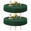 2 Pack Hunter Green Spandex Round Tablecloth for 60 inch Table, Stretchy Fitted 5FT Round Table Cloth with Skirt, Wrinkle Free for Wedding Party Dining Banquet view 1
