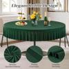 2 Pack Hunter Green Spandex Round Tablecloth for 60 inch Table, Stretchy Fitted 5FT Round Table Cloth with Skirt, Wrinkle Free for Wedding Party Dining Banquet view 2